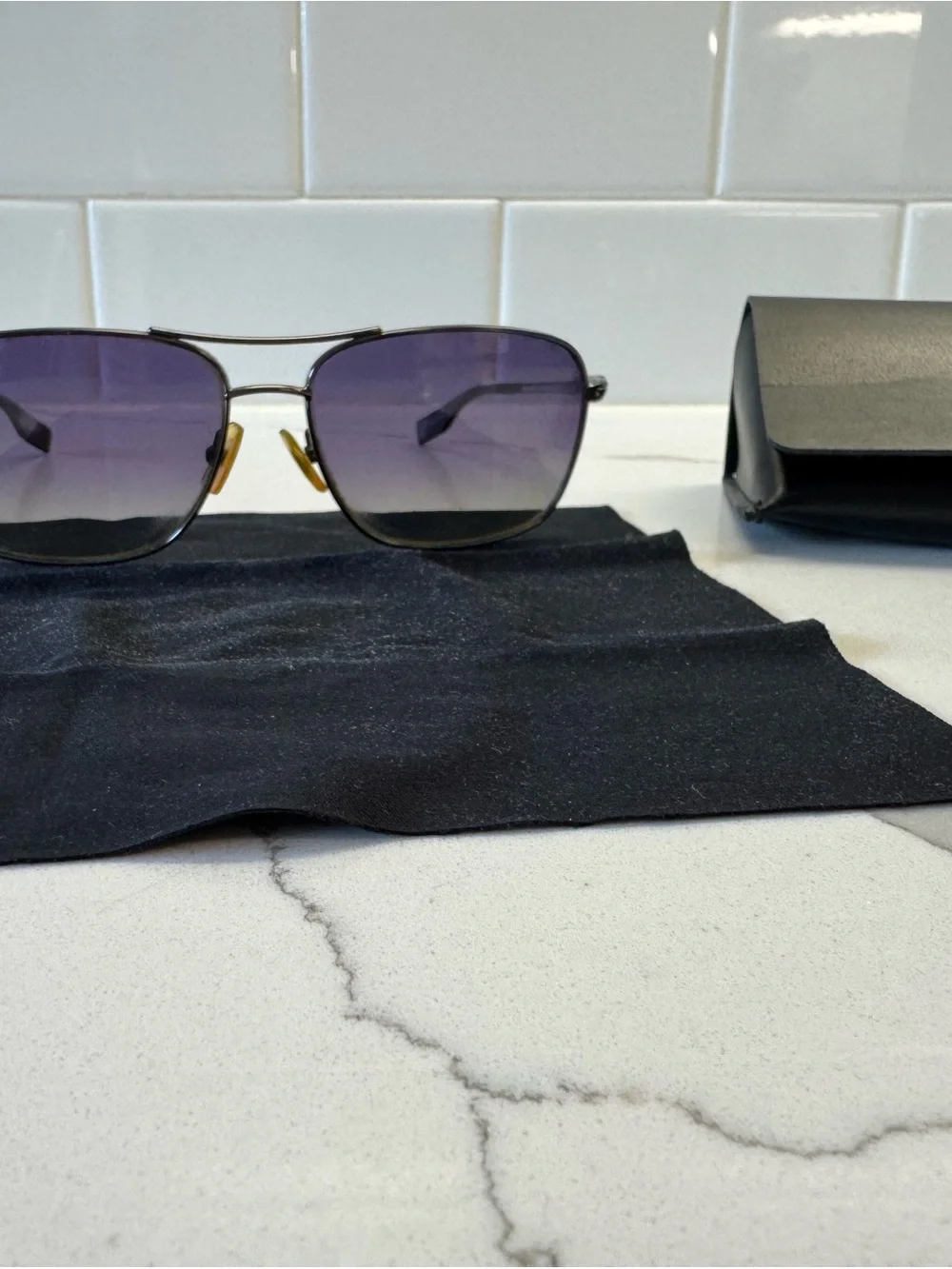 Hugo Boss Men's Sunglasses Purple Gradient Lenses Silver Frame